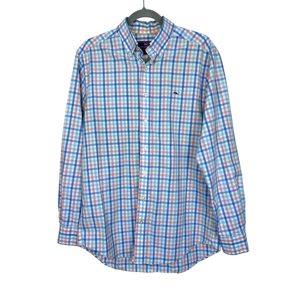 Vineyard Vines Slim Fit Whale Shirt Men's Size M Plaid Long Sleeve Button Down